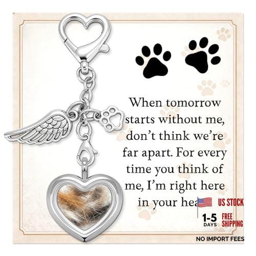 Dog Memorial Gift for Loss of Dog – Pet Hair Keepsake with Angel Wing Charm