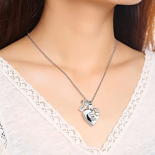 Heart Urn Necklace for Ashes Cremation Memorial Keepsake Angel wing 1-Mom