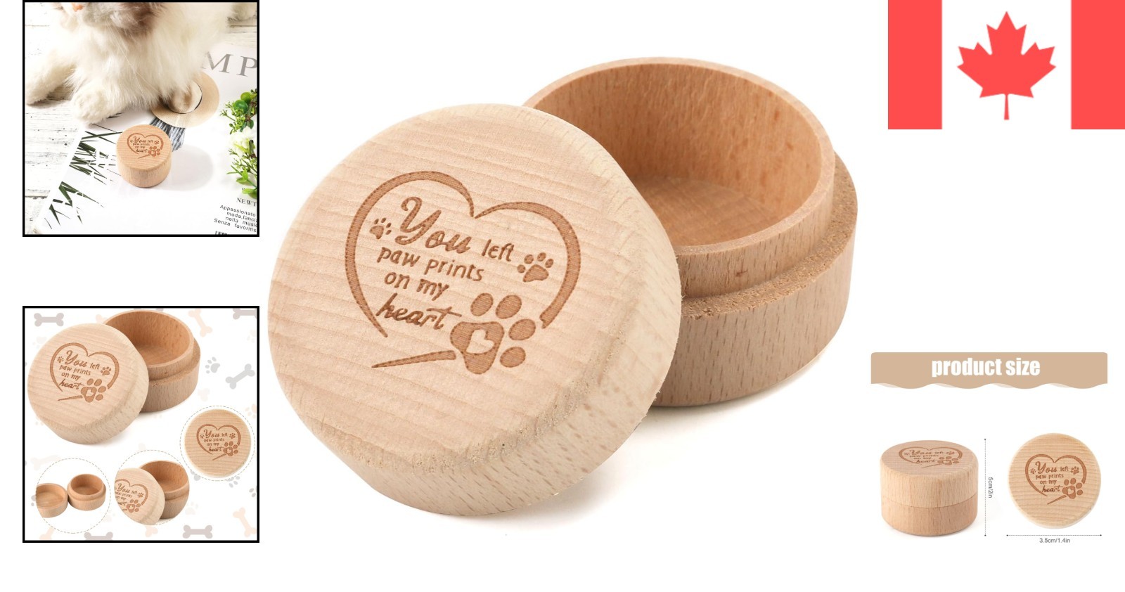 Heartfelt Pet Loss Memorial Box – Beech Wood Keepsake for Hair & Ashes