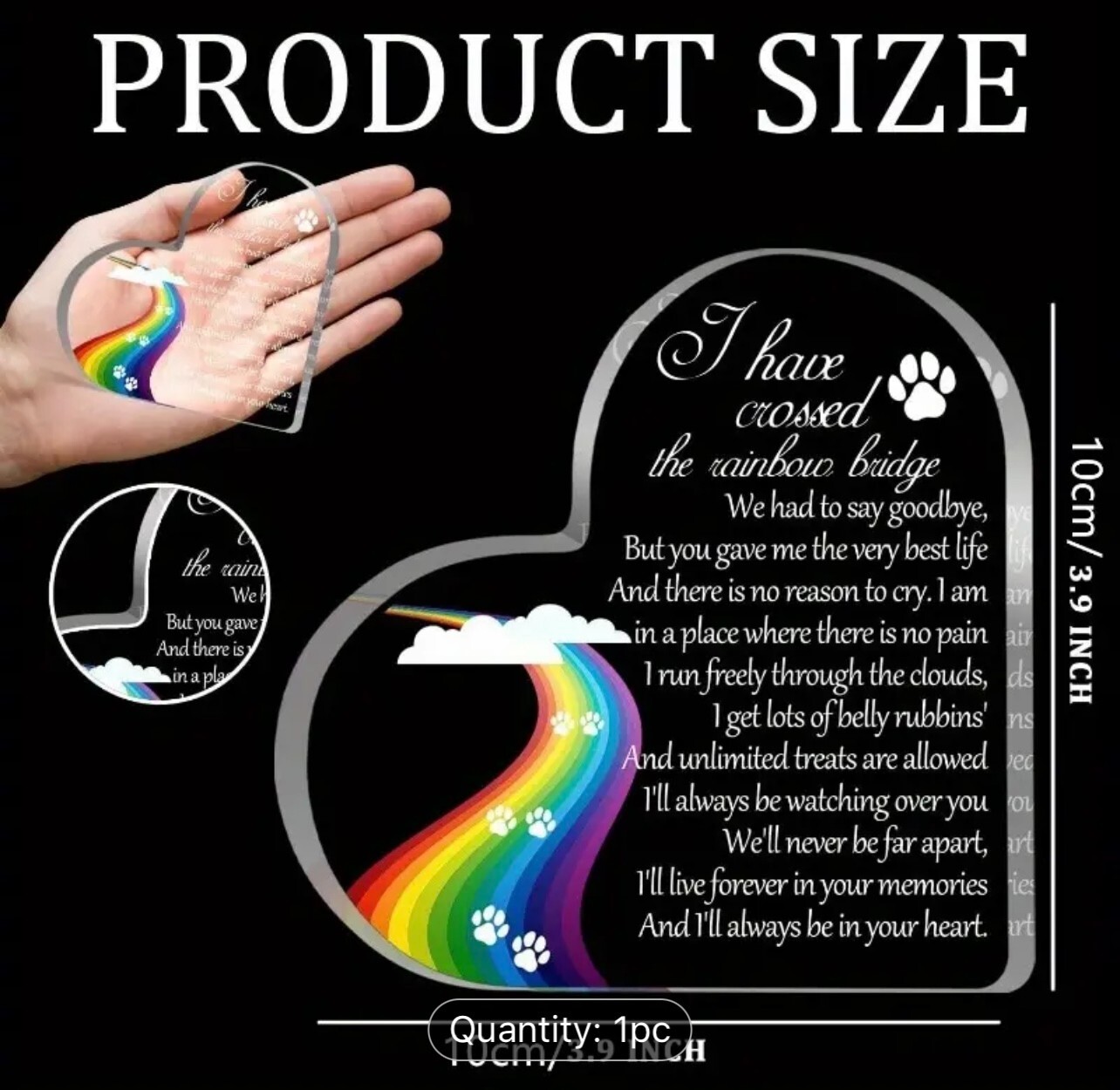 Pet Memorial Heart Remembrance and Bereavement Gift, 12 Variants For Pet Lovers