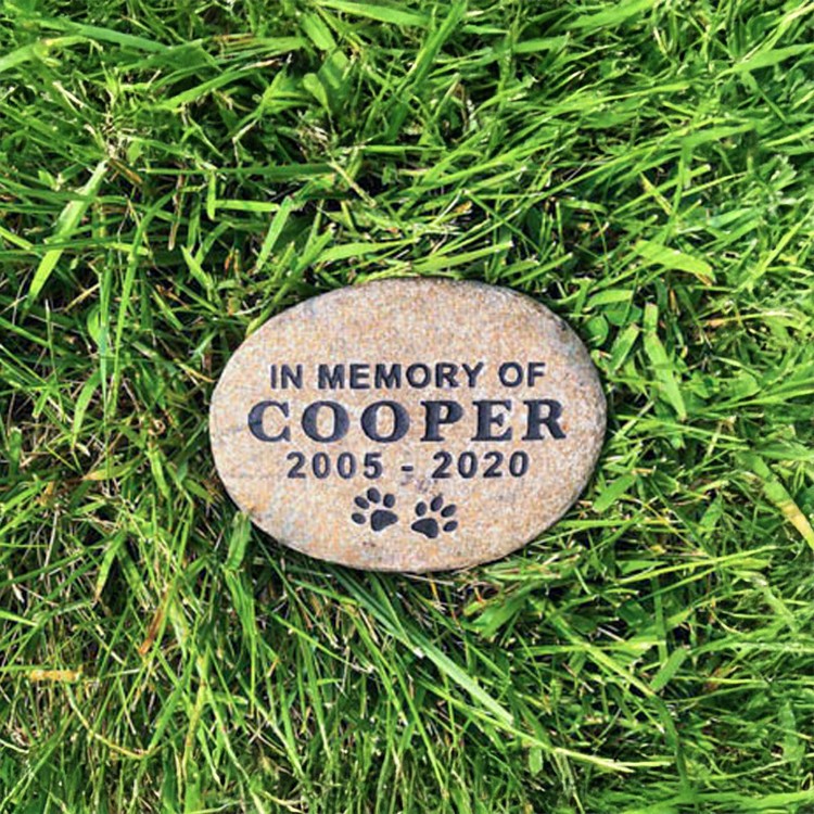 pet headstone grave marker -7 ” personalized – custom engraved – river rocks
