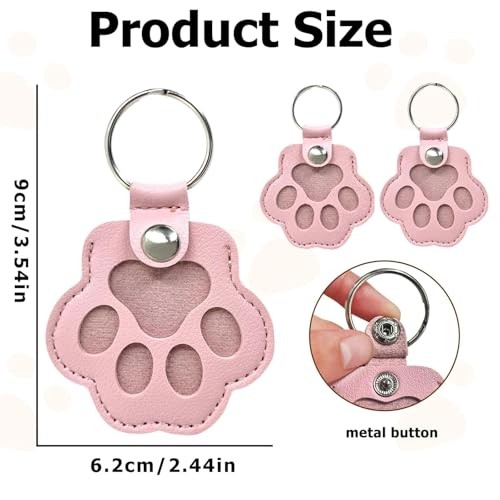 Pet Memorial Gifts for Cat Dog Cute Leather Paw Keychain Pet Hair Keepsake Pink