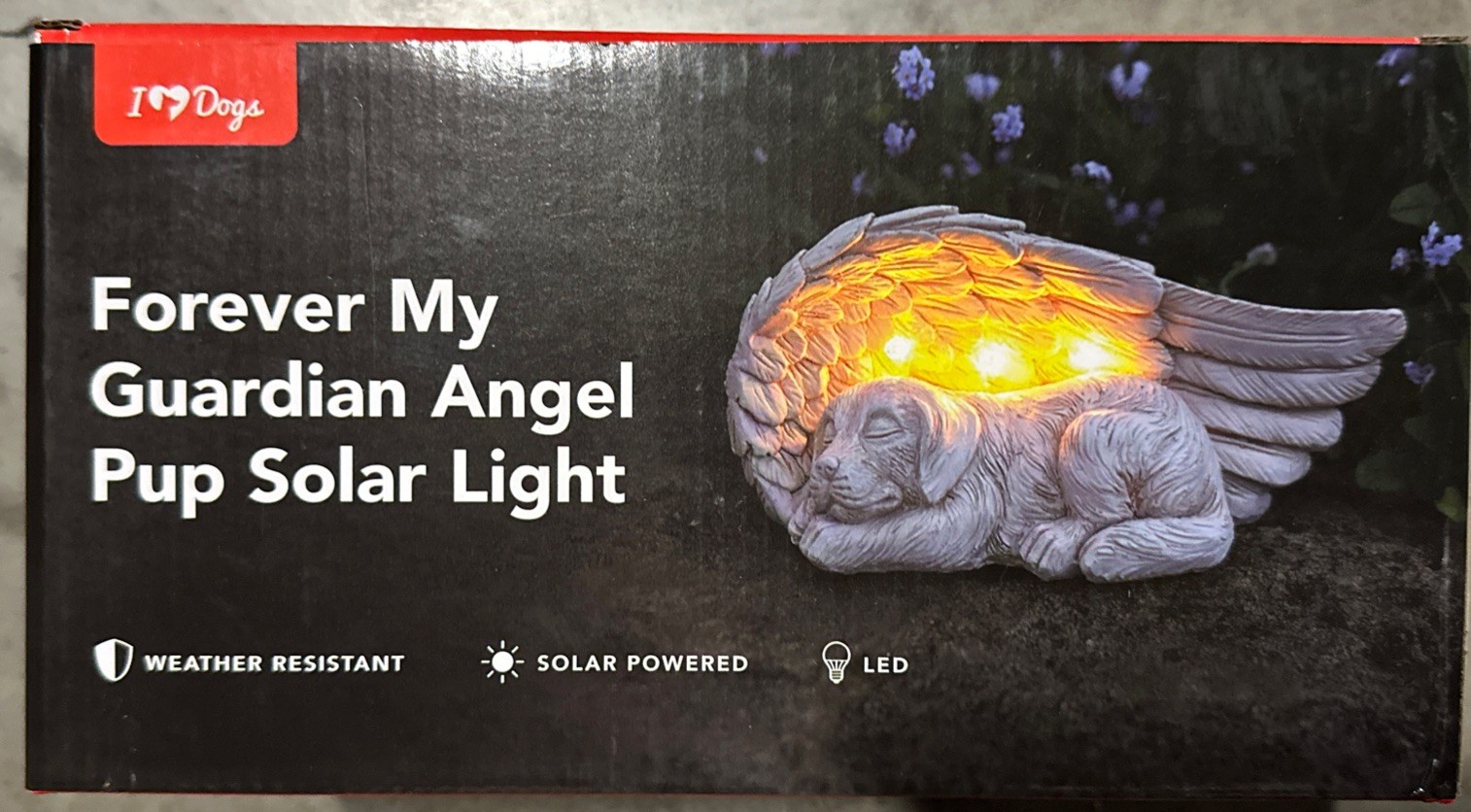 Dog Memorial Gifts Resin Garden Solar Light Pet Loss Angel Outdoor Decor