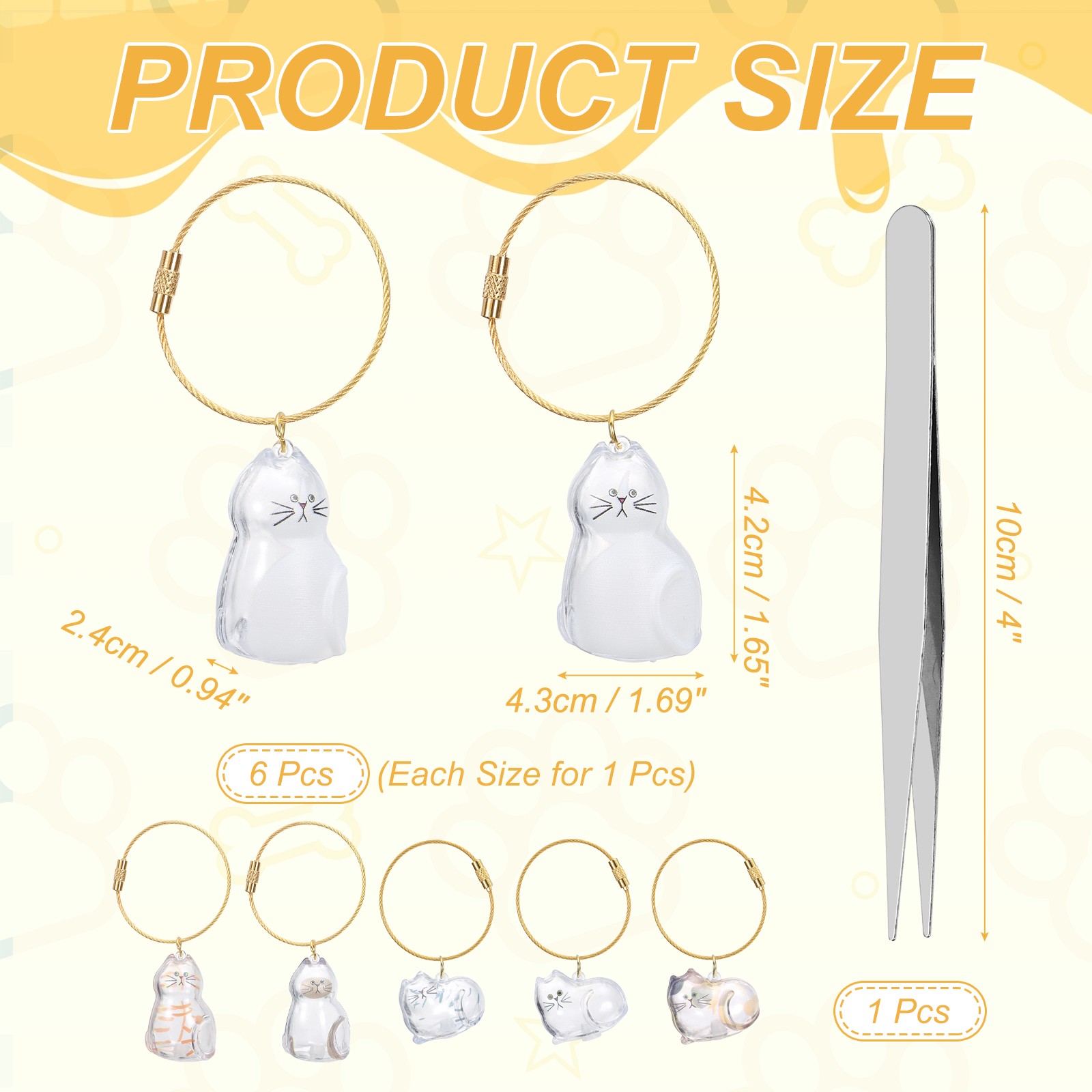 6Pcs Cat Hair Collector Keychain with Tweezers Style 5