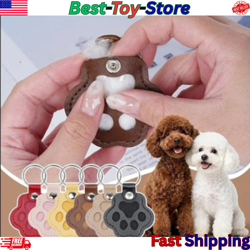 5PCs Pet hair keychain, Leather Paw Keychain with Hair Storage for Dog & Cat