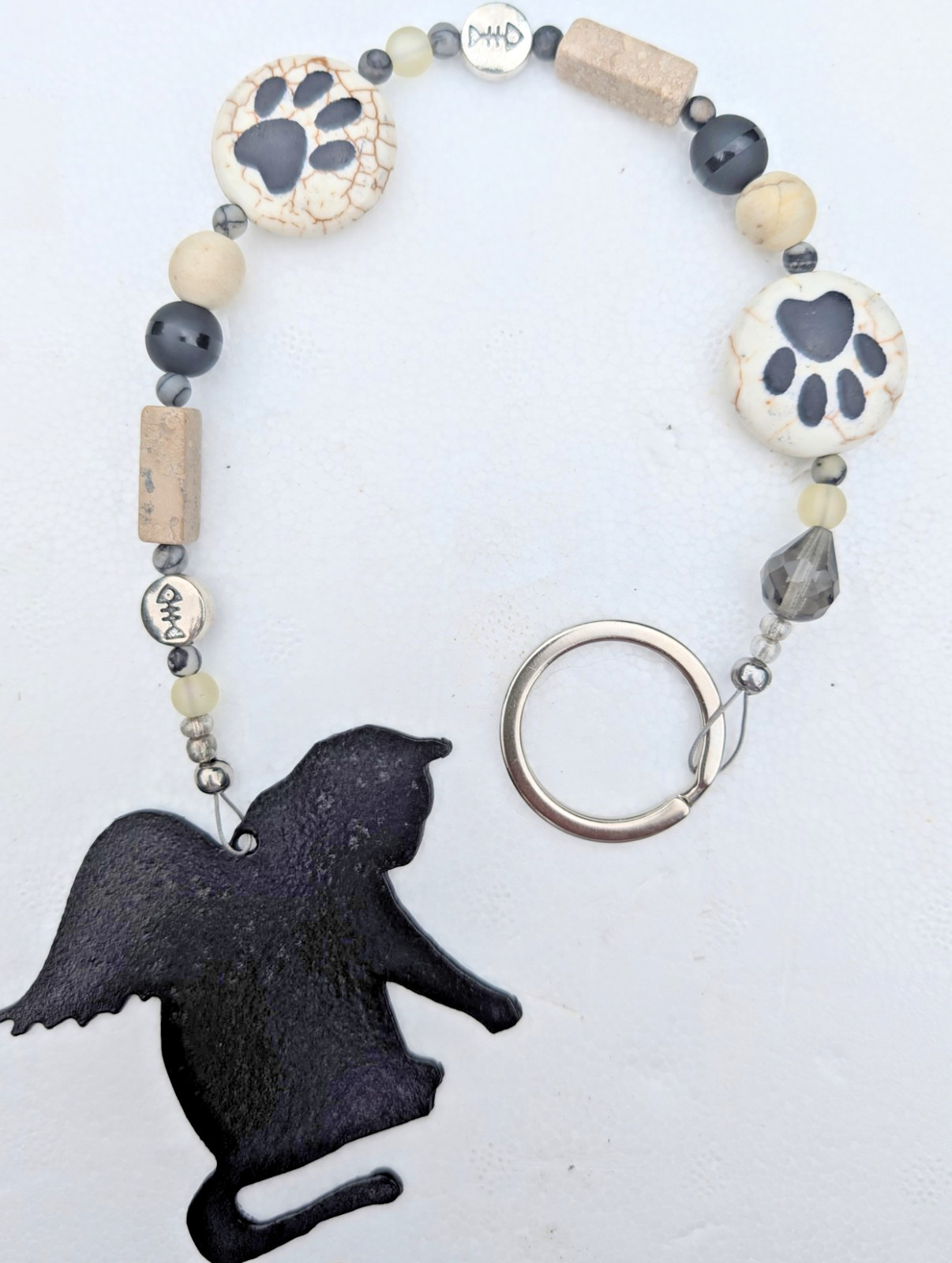 Handcrafted Metal Cat Memorial Bead Charm/Hanging New