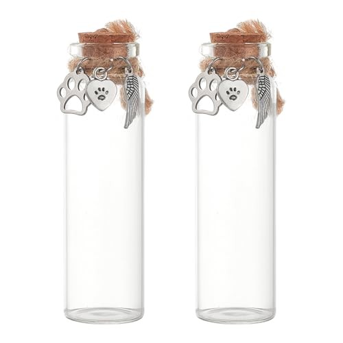 Pet Hair Memorial Bottle – Mini Transparent Keepsake with Heart – 2 Pcs
