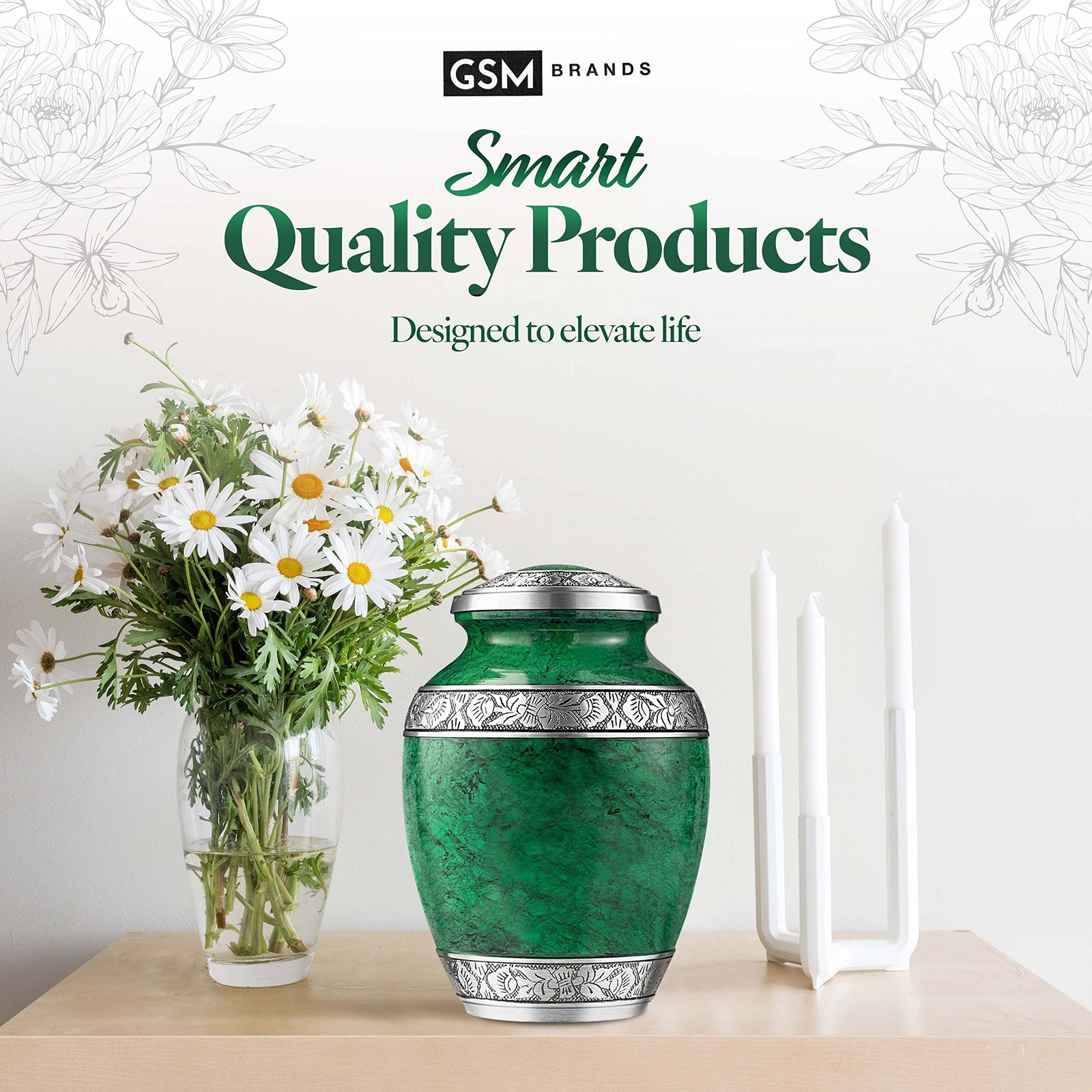 GSM Brands Cremation Urn Holds Adult Human Ashes – Large Handcrafted Funeral …