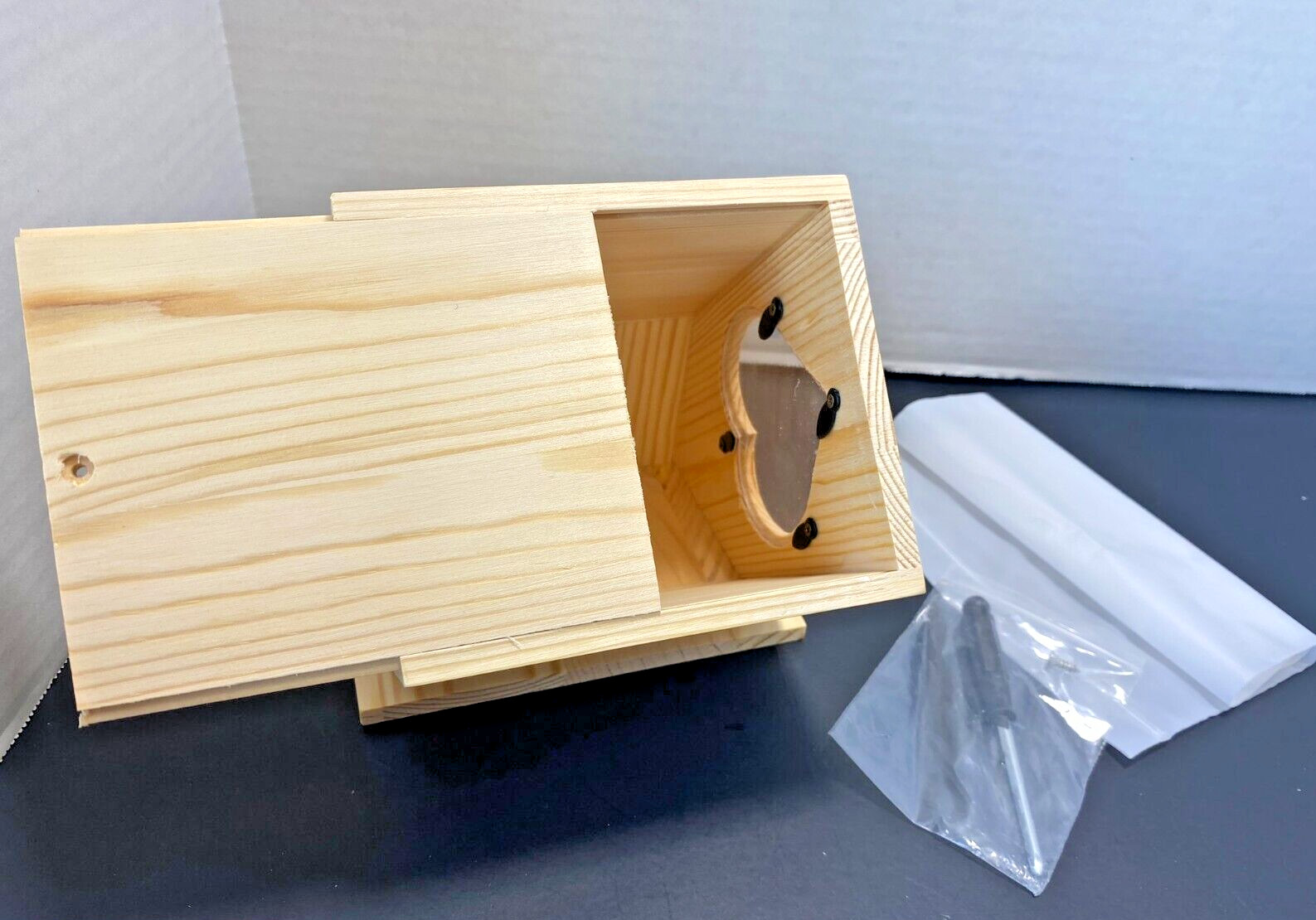New Wooden Pet Urn Light Colored Heart Shaped Window Pet Urn
