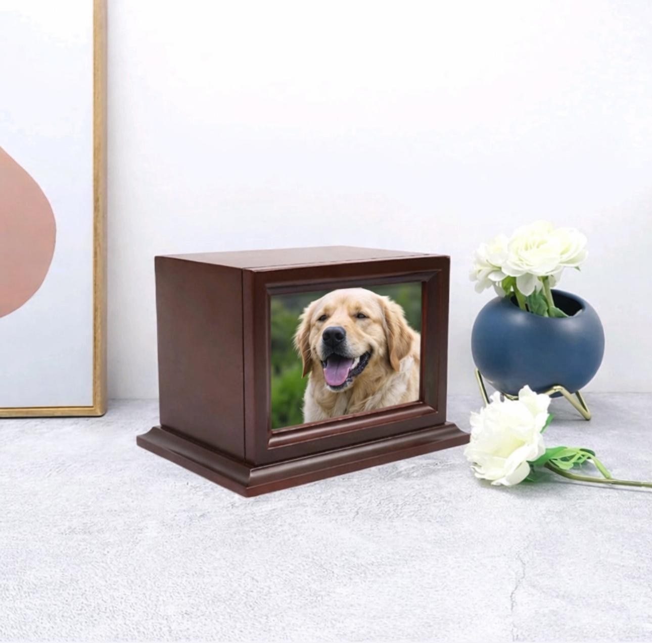 Wooden Pet Photo Urn—Memorial Keepsake Dogs Cats Small Pets