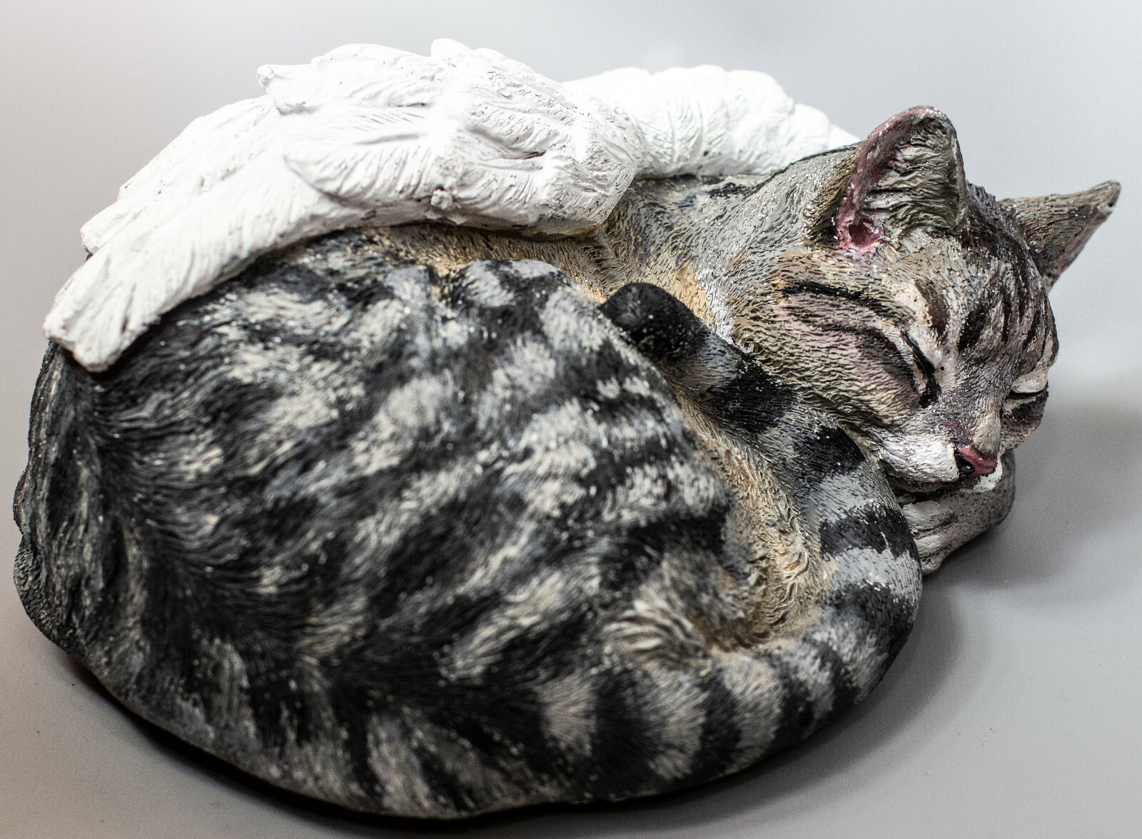 Unique Urn Gray Tabby Cat Cremation Statue Pet Ashes Memorial Custom Painted Art