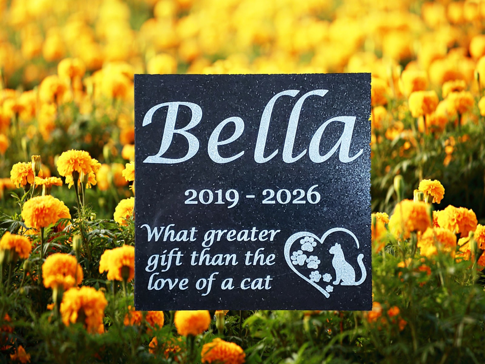 Cat Loss Grave Marker Headstone Garden Pet Memorial Burial Stone Plaque d11