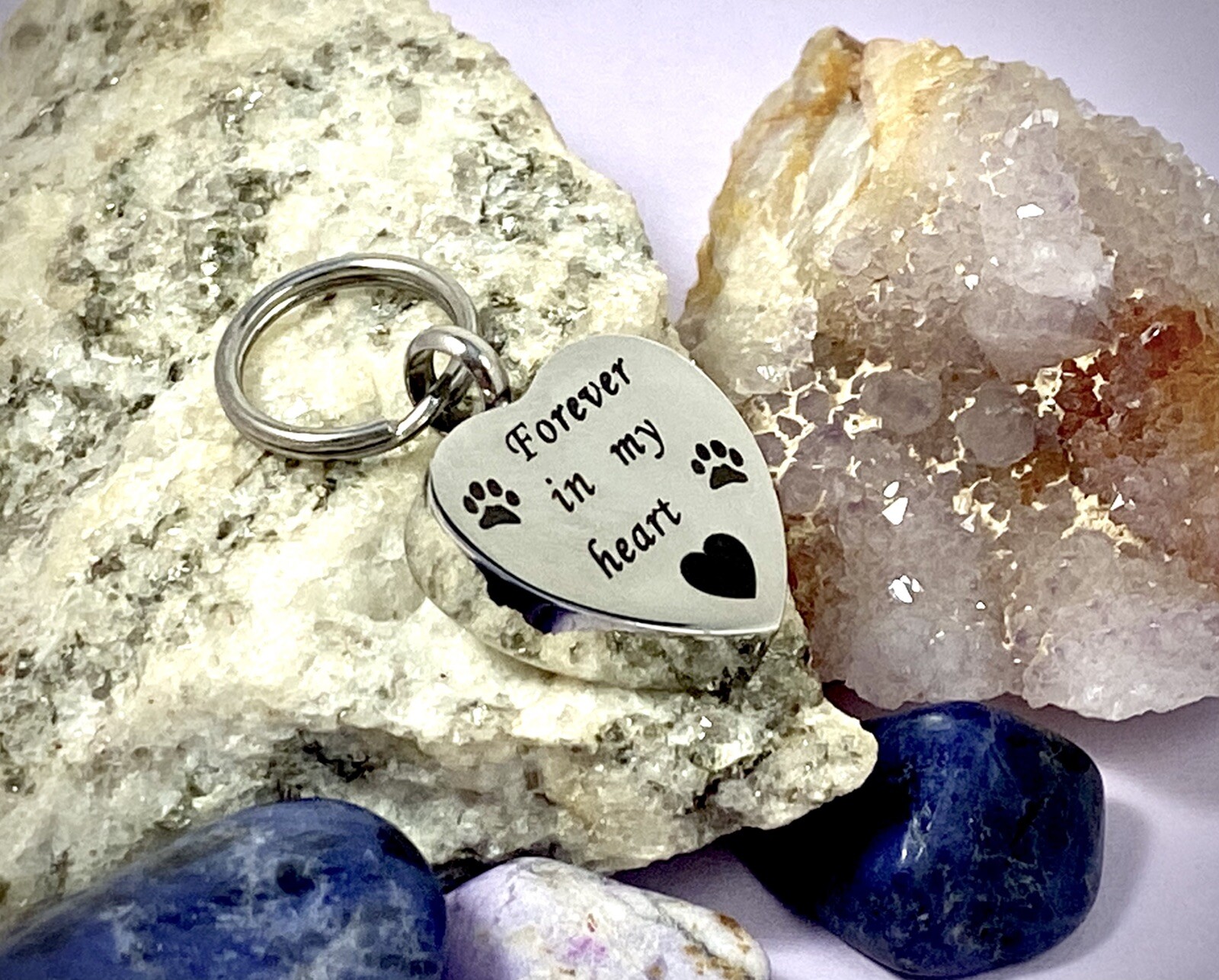 Pet Cremation Pendant Urn Keychain 1″ Key Ring Dog Cat Ashes Forever in My Heart