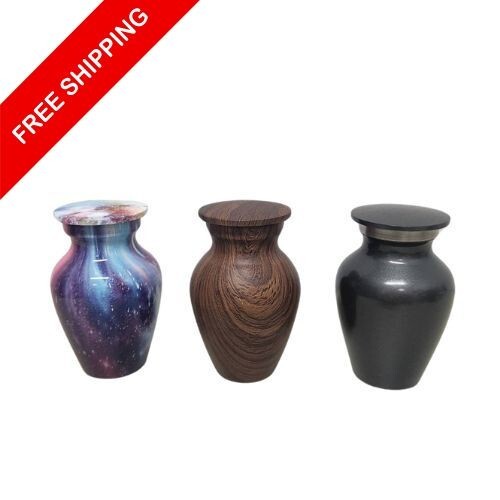 Metal Mini Cremation Urn Keepsake with Velvet Bag for Pet Human