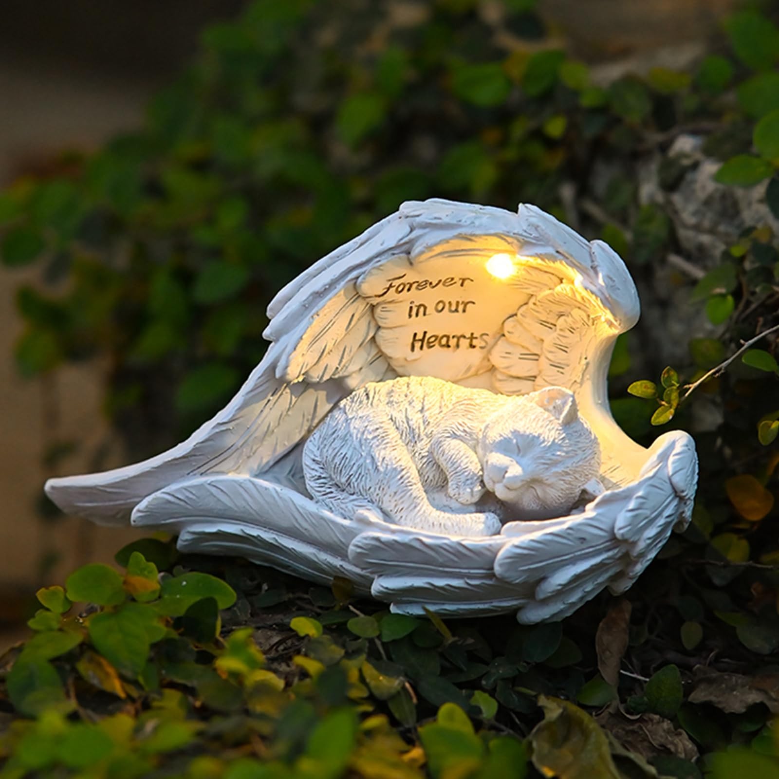 Cat Memorial Gifts for Loss of Cat, Peaceful Sleeping Solar Angel Cat Statue …