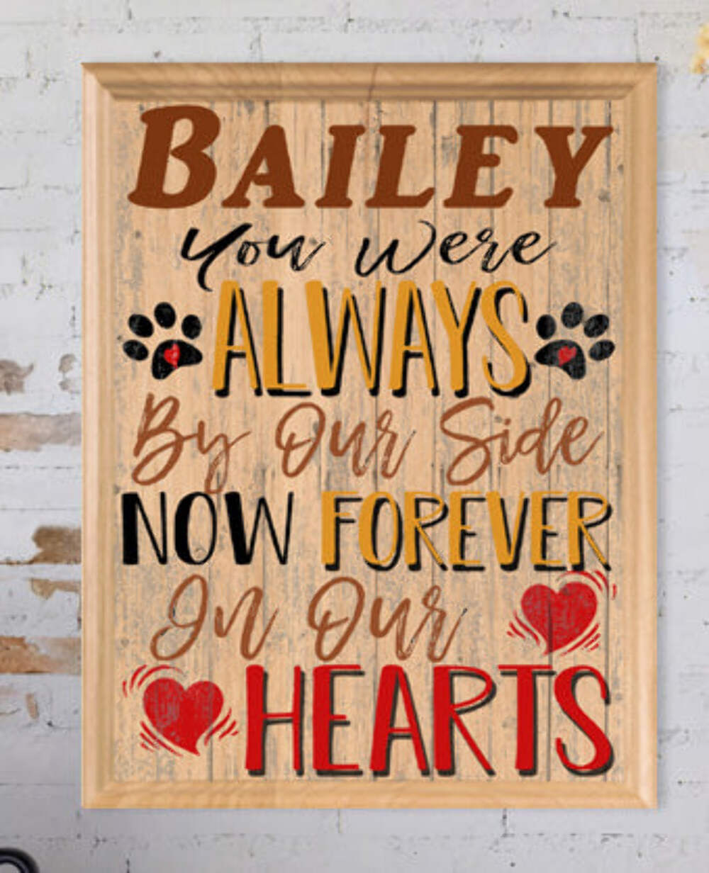 Dog Memorial Plaque Sympathy Gift Pet Remembrance – Now Forever In Our Hearts