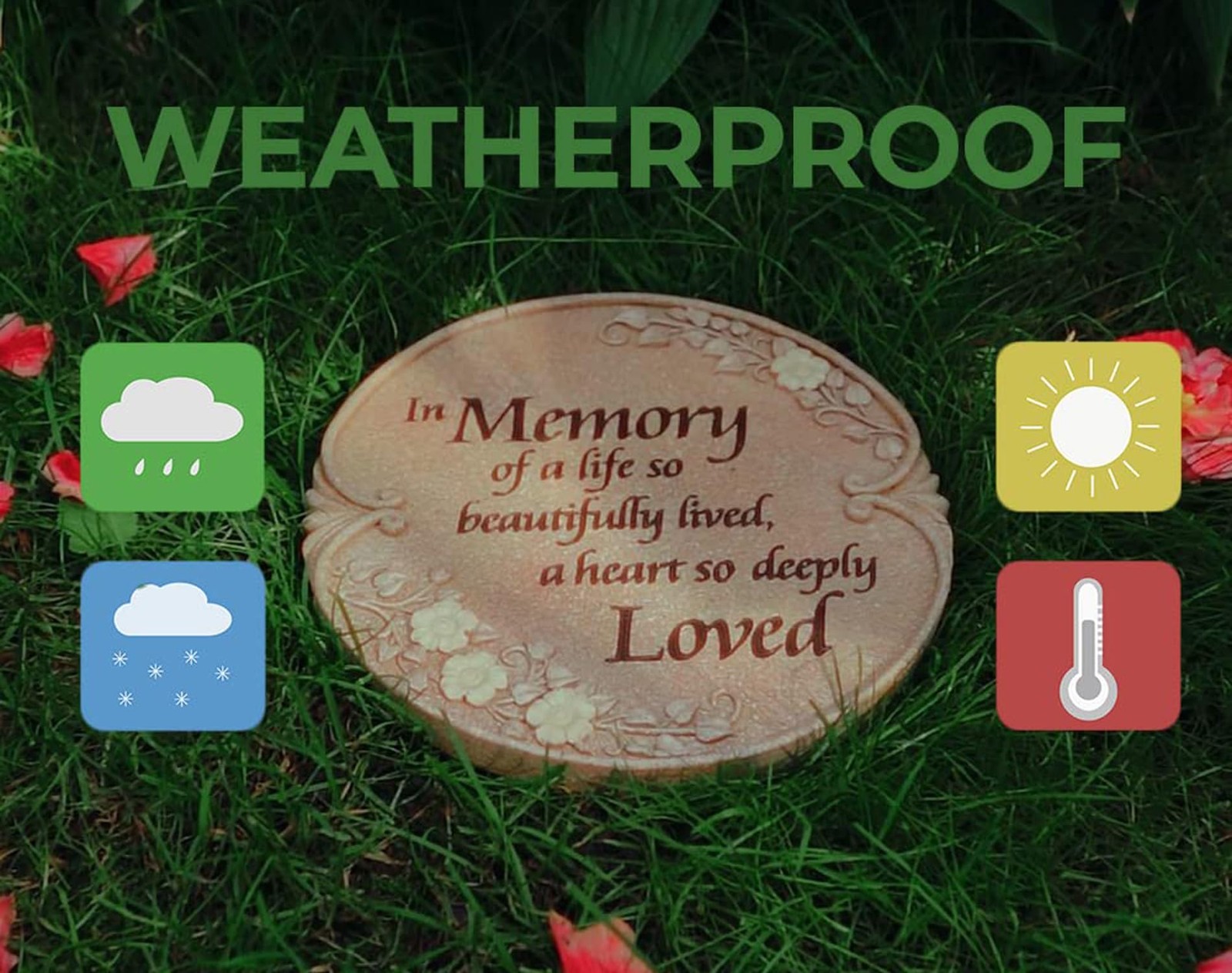 Luminous Memorial Stone – Memorial Stepping Stone – in Memory of Loved One Gi…