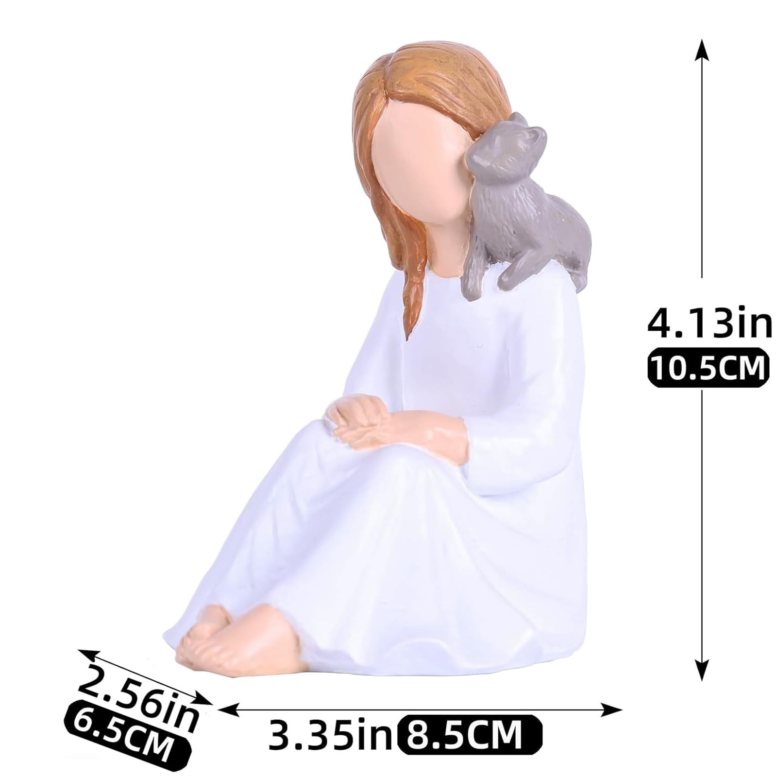 Girl with Cat Figurine, Resin Cat Memorial Statue – Hand-Painted Cat Remembra…