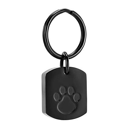 Pet Cremation Jewelry Dog Cat Paw Urn Keychain for Ashes for Women Men Black