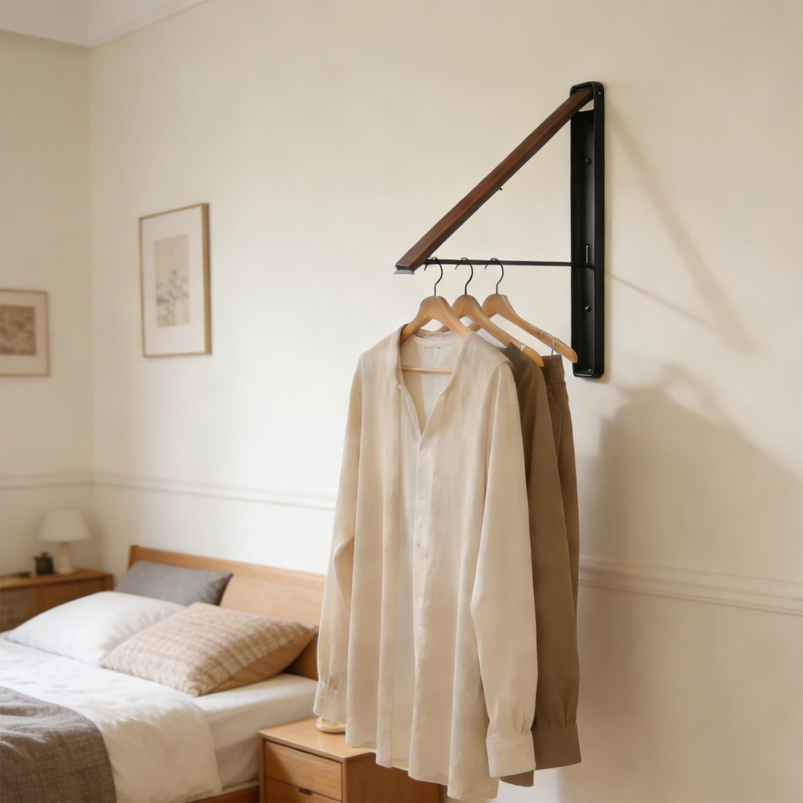 Clothes Drying Rack Wall Mounted for Laundry Balcony RV, Walnut | Indoor Spac…