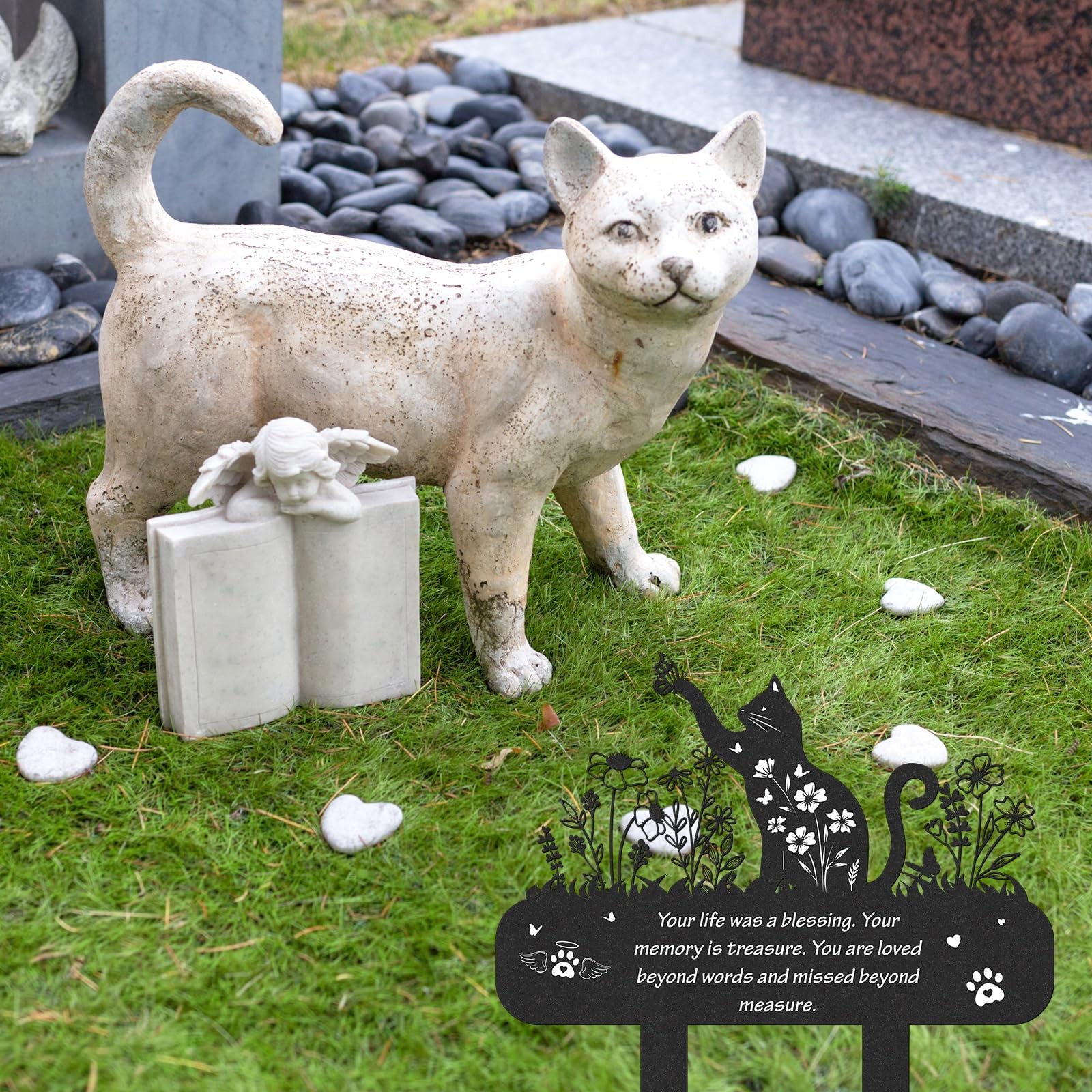 Cat Memorial Grave Stakes – Metal Wildflower Loss Pets Cemetery Markers Decor…