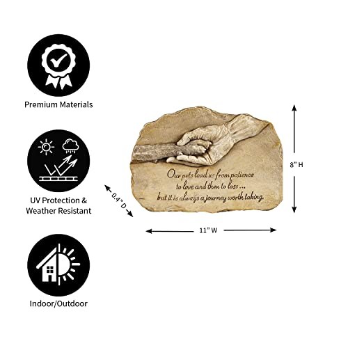 Dog Paw in Hand Devotion Painted Polystone Stepping Stone – 12”W x 0.5”D x