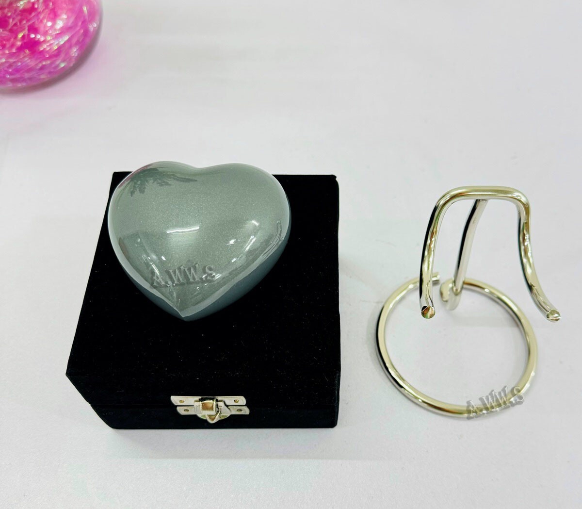 Grey Heart Shaped Urn Keepsake – Small Heart Urn for Human Ashes – Handcrafted