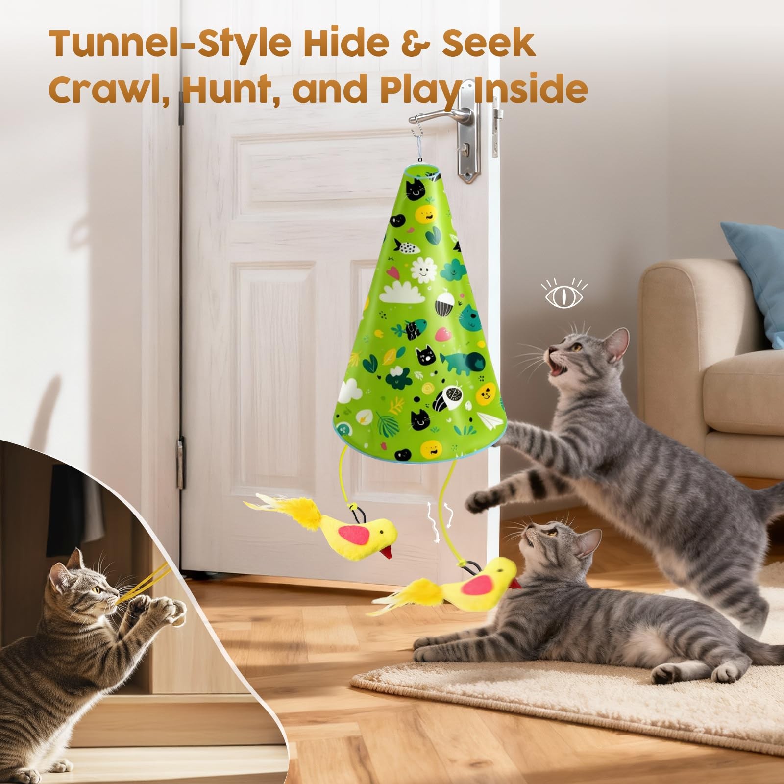 Interactive Cat Toy for Indoor Cats: 2 in1 Automatic Hide and Seek Moving Concea