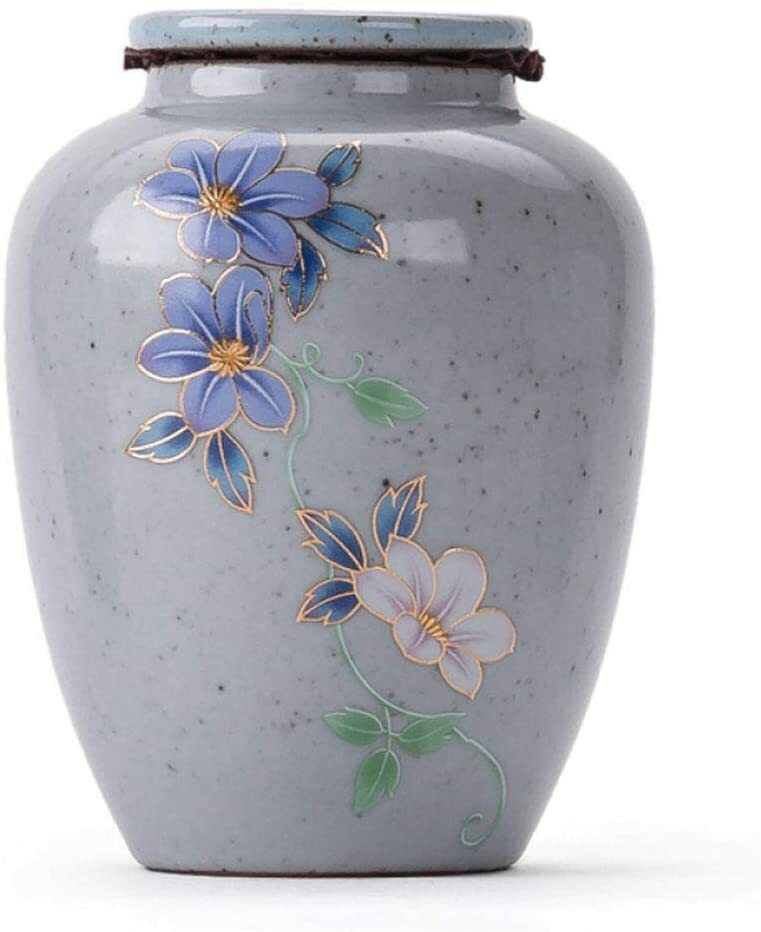 10.2cm Funeral Urn Hand-Painted Daisies Portable Cremation Urn Adult Gray Urn