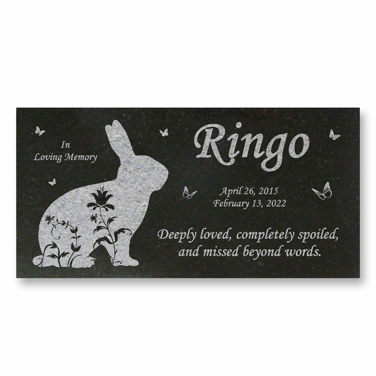 Personalized Pet Rabbit Memorial – Granite Pet Memorial – 6×12 – Ringo