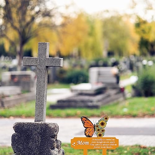 Butterfly Memorial Grave Stakes, Mom Cemetery Decorations for Grave, Sunflower