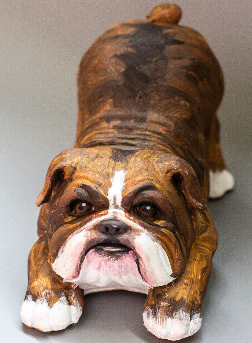English Bulldog Urn Pet Ashes Dog Memorial Cremation Statue Animal Custom Paint