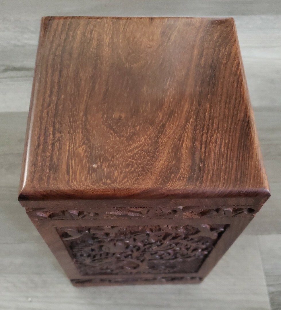 Handmade Rosewood Urn for Human Ashes Tree of Life Wooden Urns Hand-Crafted