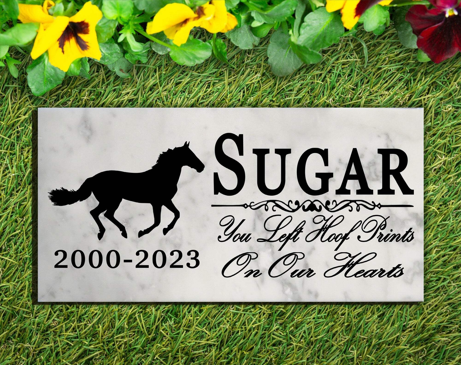 Horse Memorial Stone Plaque Equine Custom Headstone Grave Marker for Outdoors or