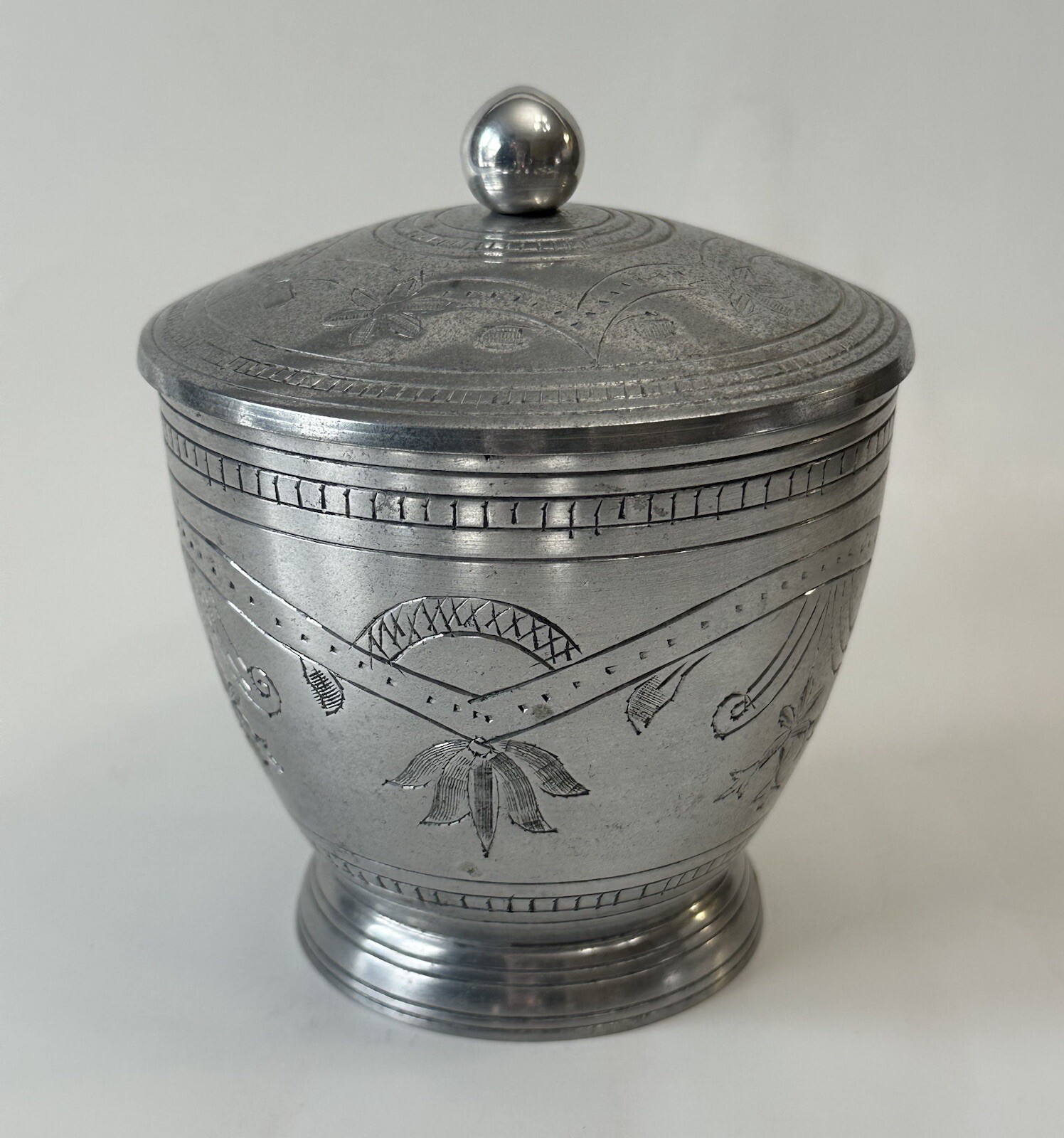 VINTAGE HAND CHASED URN SPUN ALUMINUM HAND MADE