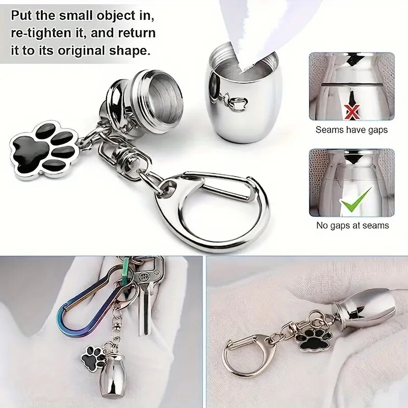 Pet Paw Print Urn Keychain Memorial Urn Pet Cremation