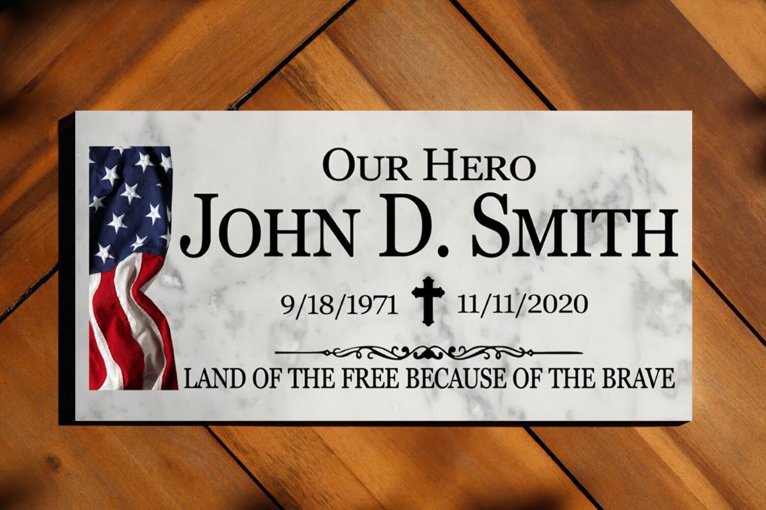 Military Memorial Stone Plaque Gift Custom Outdoor Marble Remembrance Plaque – U