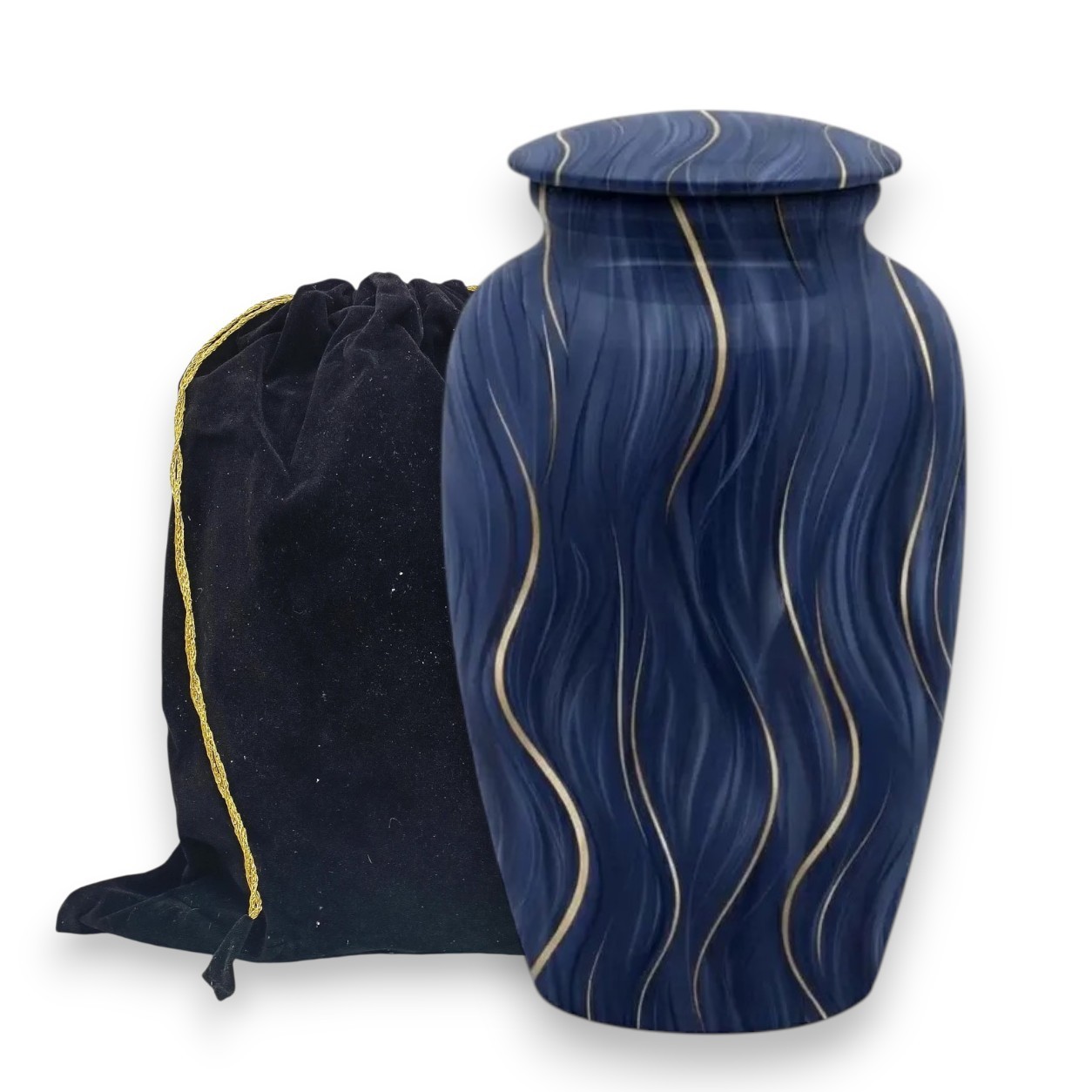 Cremation Urns for Adults Male Female Blue Gold Funeral Urns Large 190 Cu In