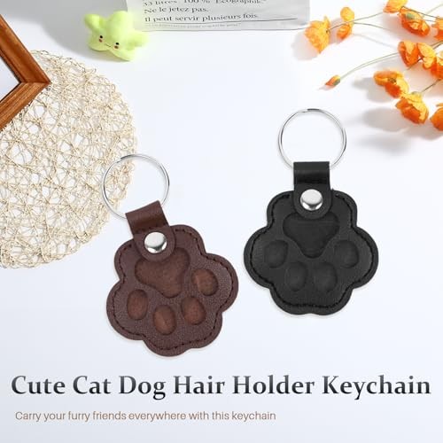 9 Pcs Dog Hair Storage Keychain, Leather Pet Memorial Keepsake Key Chain for