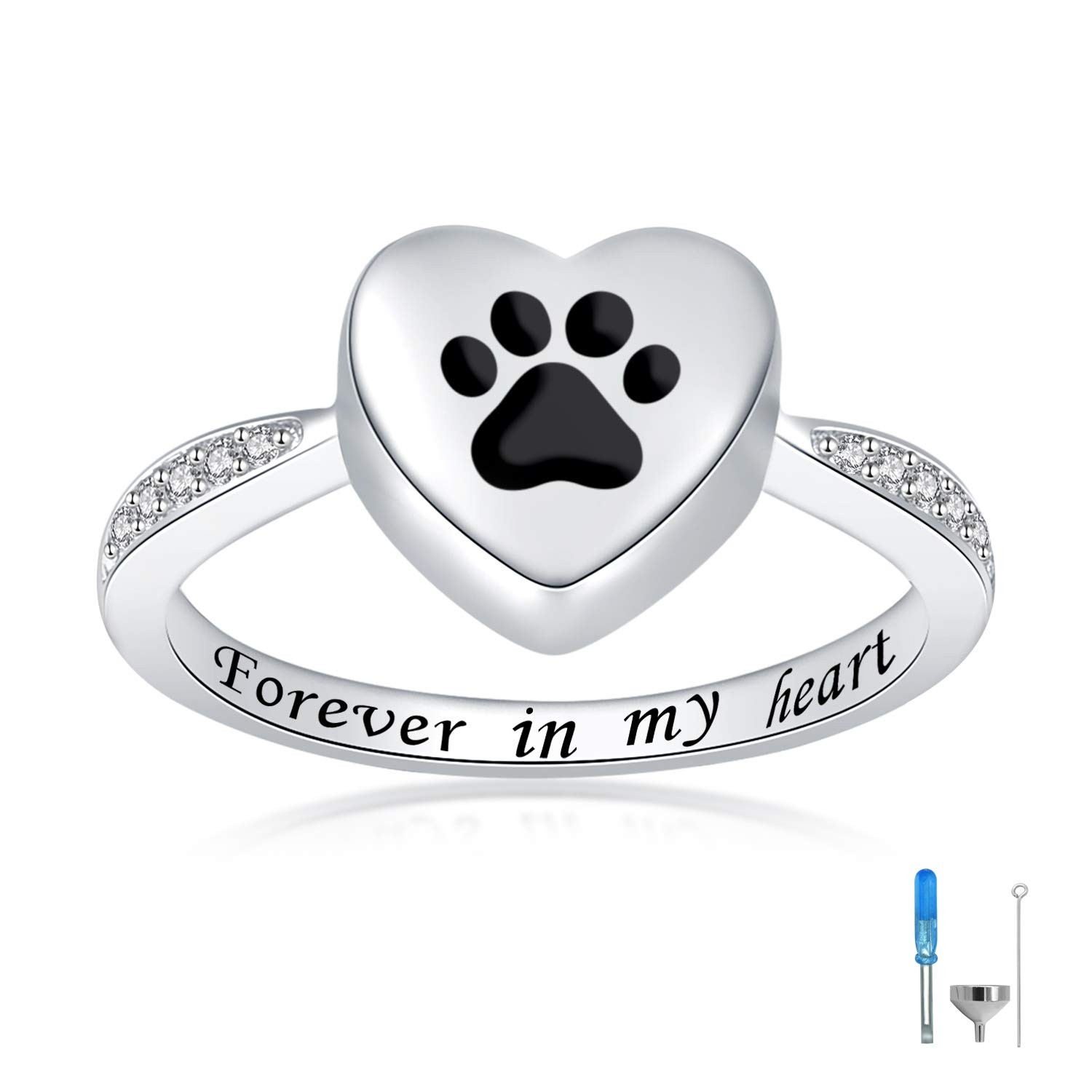 925 Sterling Silver Love Heart Urn Ring for pet Dog Cat’s Ashes Keepsake Memoria