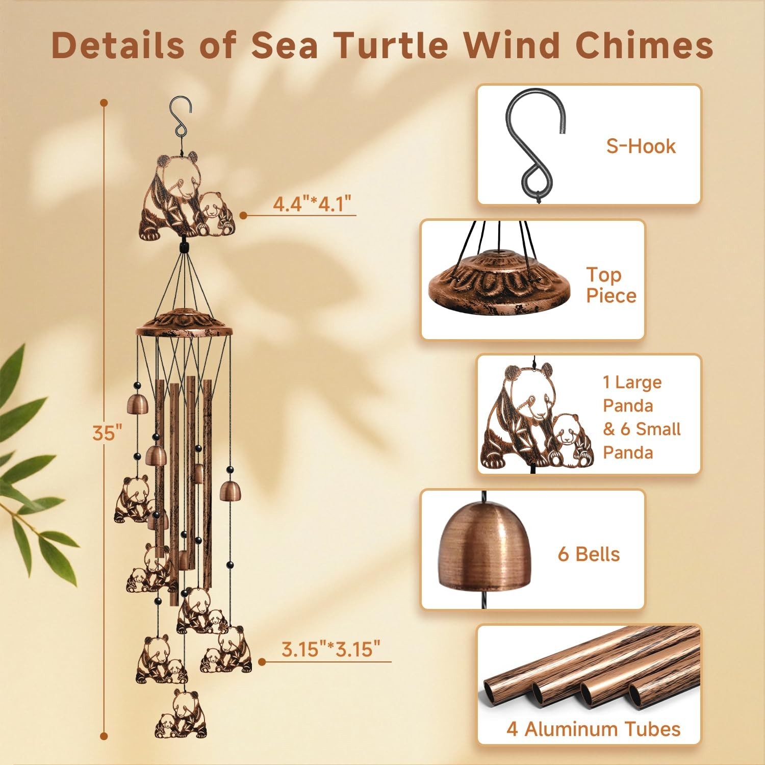 Panda Wind Chimes for Outside, Cute Panda Gifts for Women/Men/Mother/Father, …
