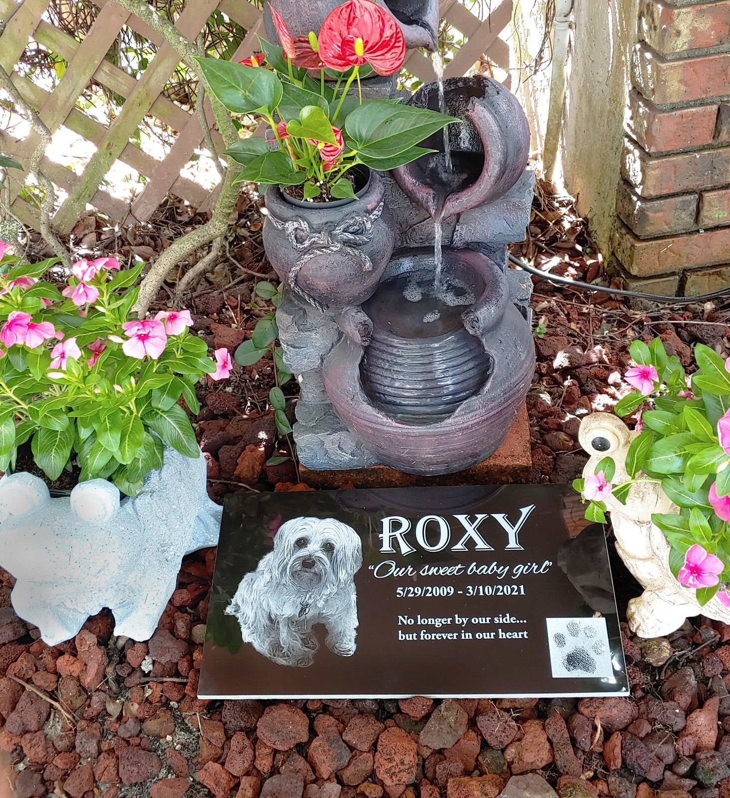 12×6 Pet grave marker, dog tombstone, memorial plaque, rainbow bridge