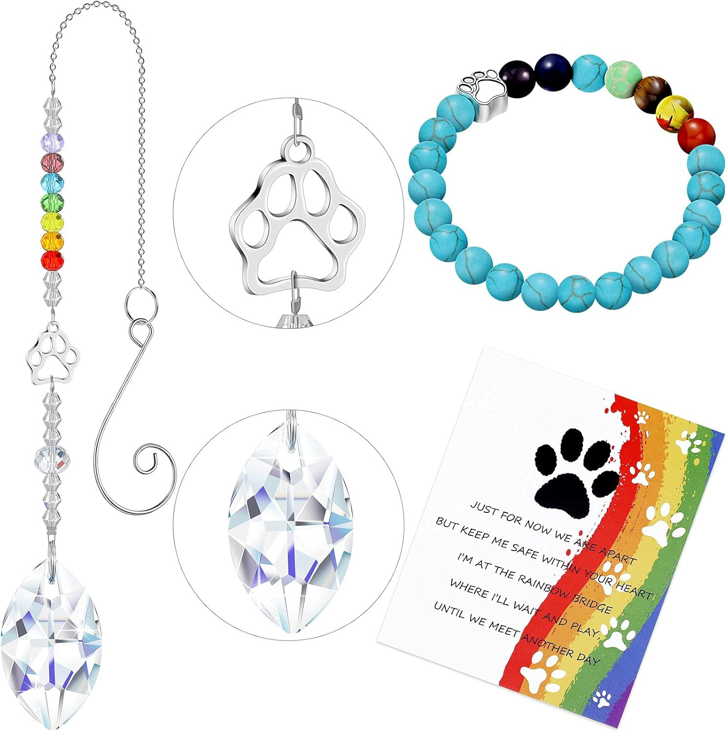 3 Pcs Rainbow Bridge Dog Memorial Gifts for Loss of Dog Includes Rainbow Bridge