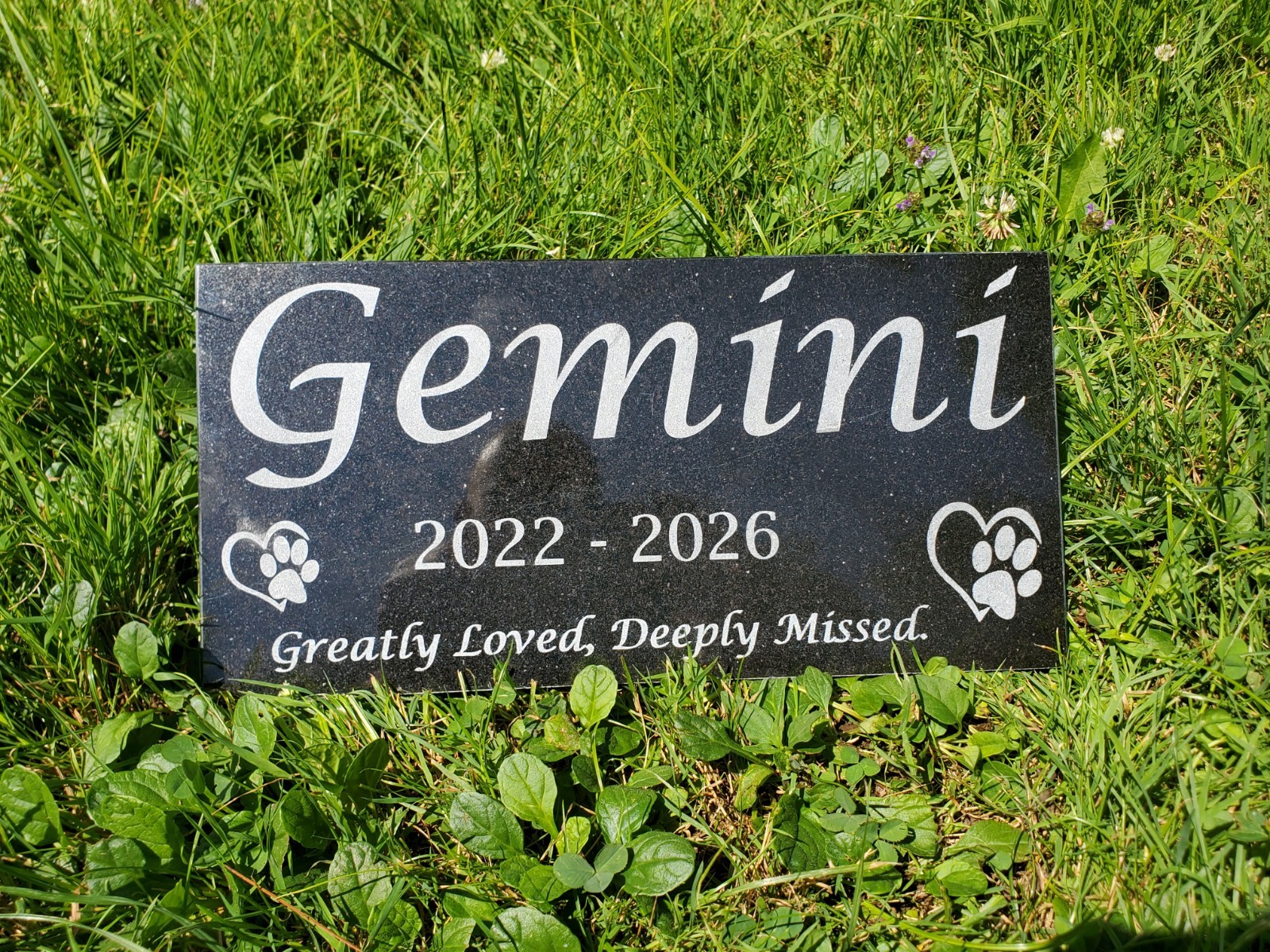 Grave Marker Headstone Garden Pet Loss Memorial Burial Stone Granite Plaque t26