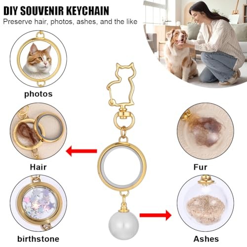 Glass Gold Pet Hair Ashes Keychain for Cats – Pet Fur Keepsake
