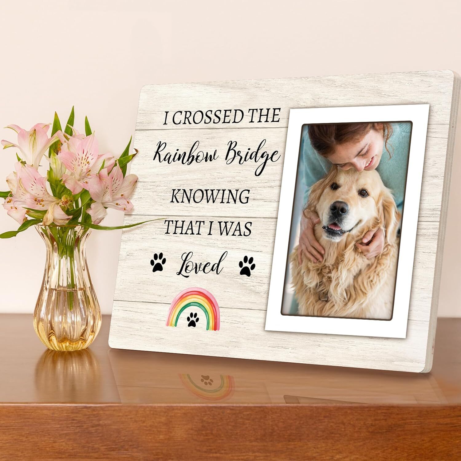 Rainbow Bridge Pet Memorial Gifts Picture Frame – Dog Memorial Gifts for Loss