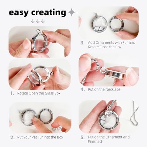 Ashes Hair Memory Urn Necklace – Glass Circle – Cat Fur Keepsake