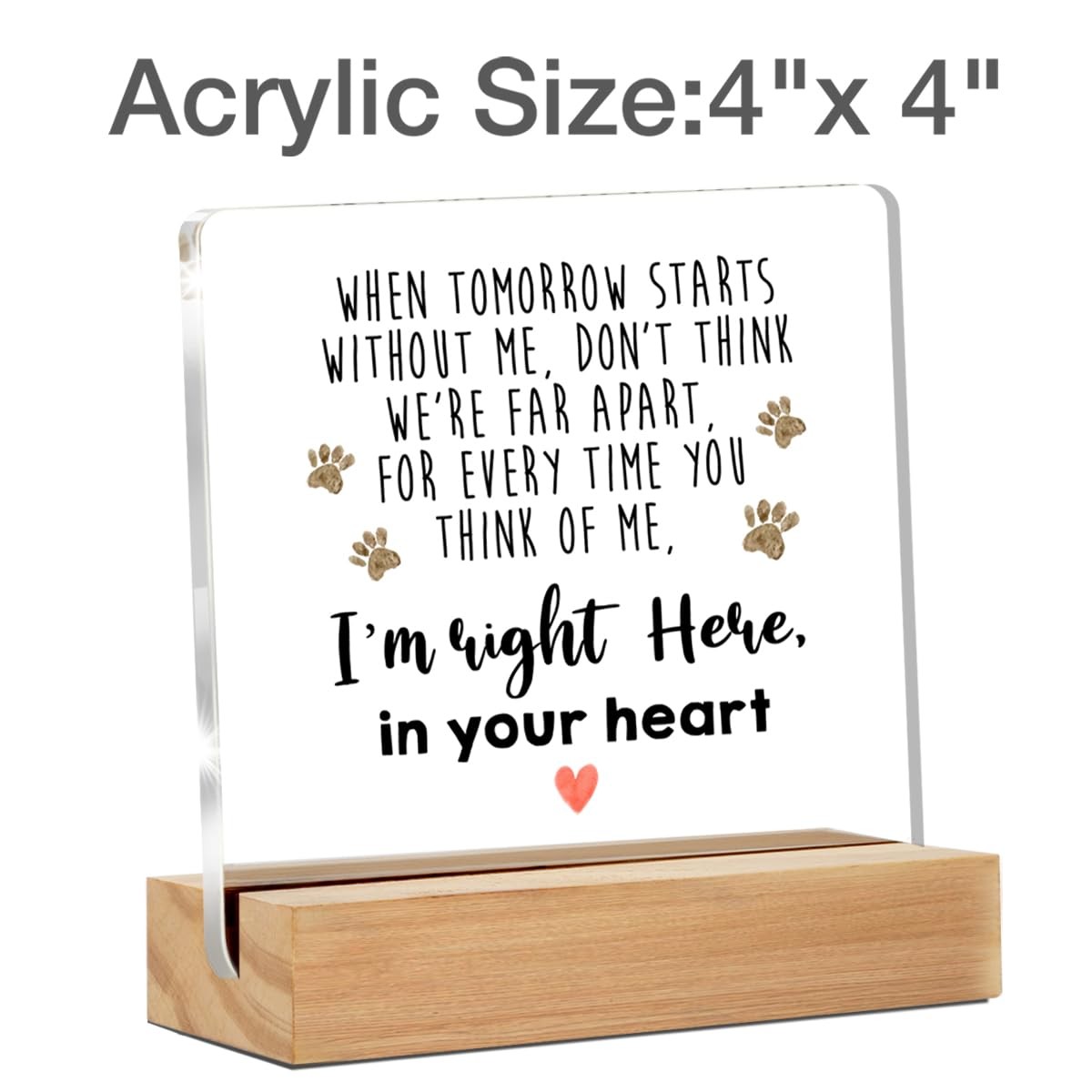 GTGIC Dog Memorial Gifts Clear Acrylic Desk Sign 4×4 Inches Polychrome