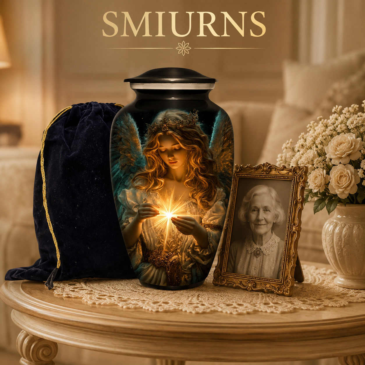 Cremation Urn for Human Ashes Adult Large 190 Cu In Guardian Angel Keepsake Urns