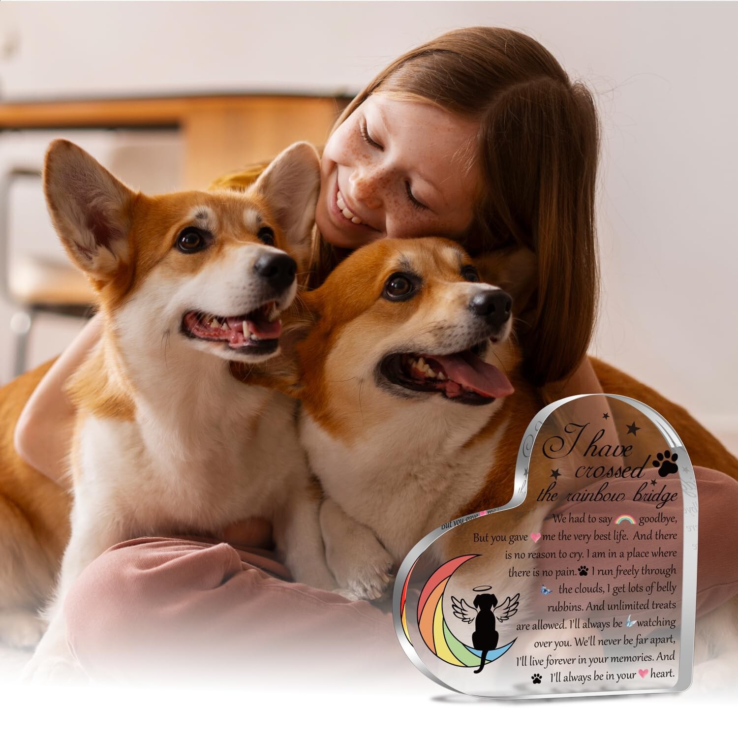 Pet Memorial Rainbow Bridge Acrylic Gifts for Women, Condolences Decor for Pe…